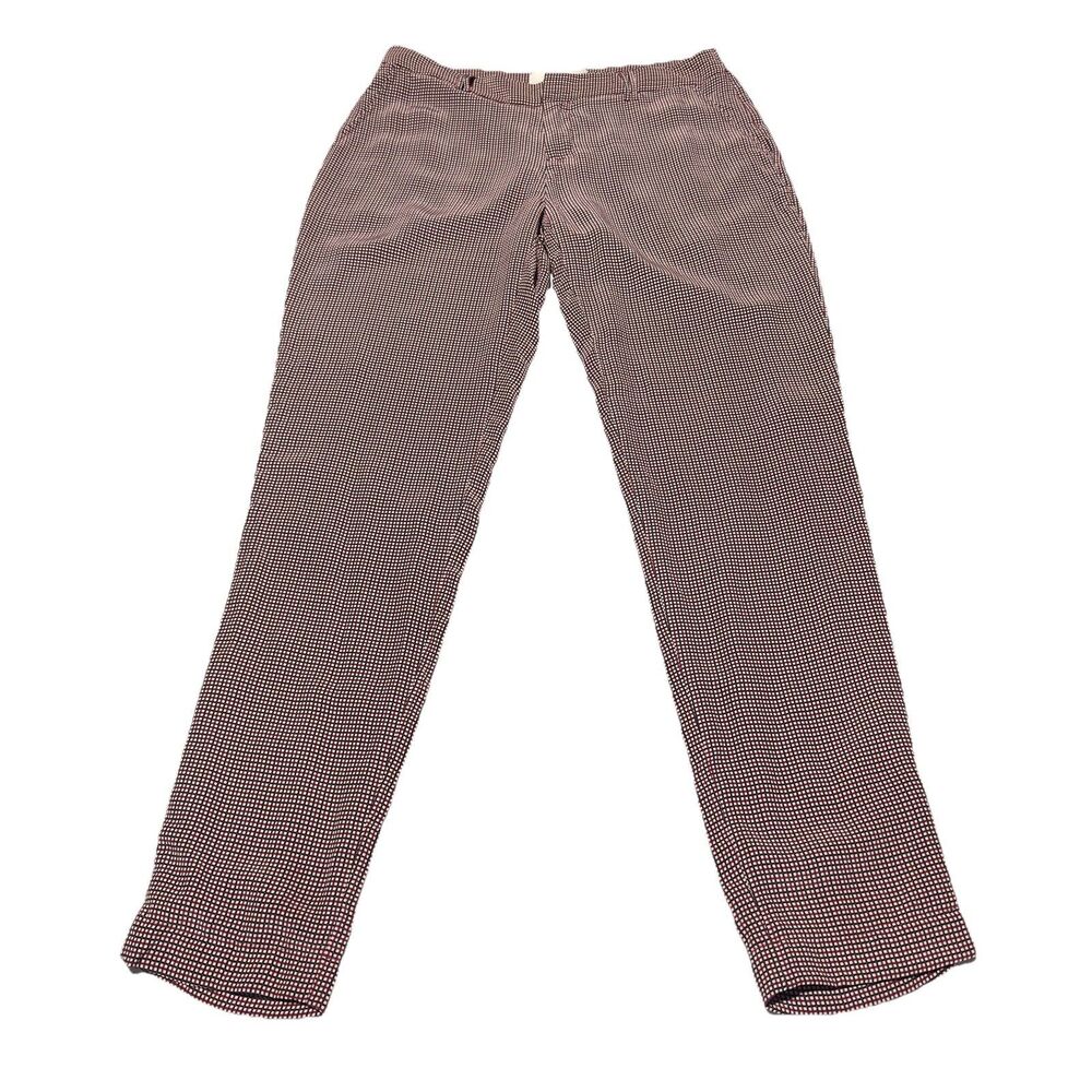 JOIE Silk Dress Pants Red Check Print Women’s Size 0 Ankle Tapered